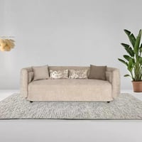كنبة سيرينا 3 مقاعد مع 4 وسائد قماش بوكلية لون بيج...