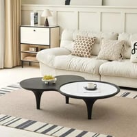 طاولة قهوة ميرڤونا سطح الحجر الملبد و قاعدة ألواح...