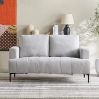 كنبة نوڤيرا بمقعدين قماش رمادي فاتح بأرجل معدن أسو...