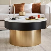 طاولة قهوة فيلنورا بسطح من الرخام الأصلي ابيض بقاع...