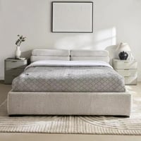 سرير رافال منجد بالكامل كتان لون أوف وايت