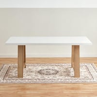 طاولة طعام 6 مقاعد من كامبريدج مستطيلة سطح خشبي لو...