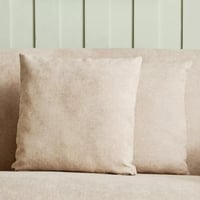 كنبة خزامى 3 مقاعد مع وسادتين قماش مخملي لون بيج ب...