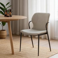 كرسي طعام اليجانس قماش بلون بيج بارجل معدنية مقاس...