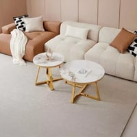 طقم طاولة قهوة أفلوريا قطعتين سطح من الحجر الملبد...