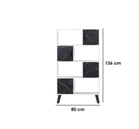 خزانة كتب مقسمة - أبيض وأسود رخامي