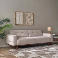 كنبة ڤيانورا 3 مقاعد قماش لون بيج بارجل خشب زان بن...