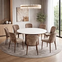 طاولة طعام جولييتّا مستديرة سطح بديل الرخام ابيض و...