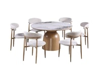 طاولة طعام فيورينزا مستديرة سطح سيراميك ابيض و قاع...