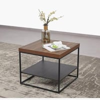 طاولة جانبية ماروفيلا مربعة سطح خشب هندسي لون بني...