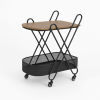 عربة تقديم مودرن ترولي أكاسا سطح خشبي و رف معدني