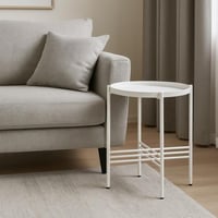 طاولة خدمة إستيلا دائرية معدن باللون الأبيض مقاس 3...