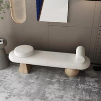 مقعد بنش ديكوري تاريو بتصميم هندسي فني بقاعدة خشب...