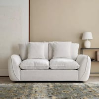 كنبة ريفيرا مقعدين مع وسادتين قماش بوكلية لون كريم...