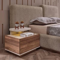 طقم غرفة نوم كينج 6 قطع منجدة بمساحة تخزين هيدرولي...