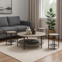 طقم طاولات خشب سيرينا باللون الرمادي غامق - 5 حبة