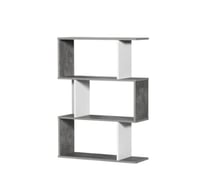 وحدة رفوف بتصميم مفتوح 3 أدوار- رمادي وابيض