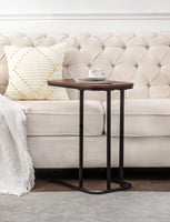 طاولة خدمة رونيتا بسطح خشب بني و قاعدة معدن مقاس 4...