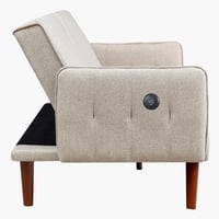 كنبة سرير قماش 3 مقاعد مع 2 حامل أكواب وشاحن يو إس...