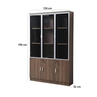 دولاب ملفات سيينا 3 درفات خشب بني مع زجاج