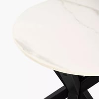 طاولة جانبية بسطح من الحجر الملبد ابيض وقاعدة ألوا...