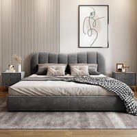 سرير فاخر بتنجيد مخملي وتصميم ظهر مقوس من نـورايـا