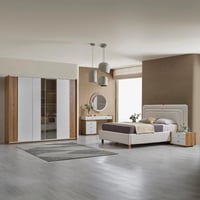 طقم غرفة نوم كينج 5 قطع منجدة مع سرير تخزين هيدرول...