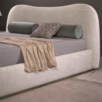 سرير دريم منجد بقماش كتان باللون البيج