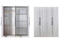 دولاب ملابس كبير4 باب خشب باللون الرمادي الداكن حد...