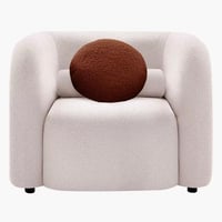 كنبة مفردة إلارا بذراعين مع وسادة أسطوانية ومستدير...