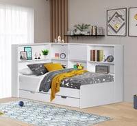 سرير فردي مع لوح رأسي ودرجين تخزين من فانيلا – 90x...