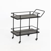 عربة تقديم متحركة بدورين خشب لون رمادي بعجالات و ه...