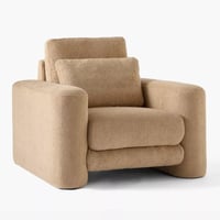 كنبة مفردة زافورا بمساند ذراعين مع وسادة قماش بوكي...