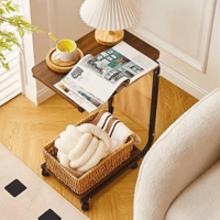 طاولة خدمة رولكس بسطح خشبي وجيب جانبي قماش لون بني...