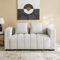 كنبة إيزولا مقعدين ووسادتين قماش بوكلية لون رمادي...