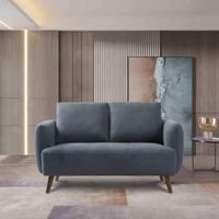 كنبة رينڤيرا مقعدين قماش لون رمادي داكن بارجل خشب...