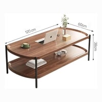 طاولة قهوة قهوة أفيلورا بسطح خشبي طويل و رف وأعمدة...