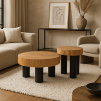 طقم طاولات روزيتّا بتصميم عصري فخم بسطح خشبي بارز...