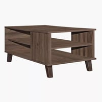 طاولة قهوة ديرڤيلا خشب صلب برفين للتخزين لون بني