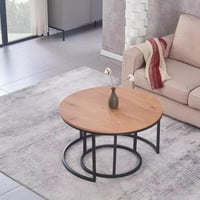 طقم طاولة قهوة ميرليناي قطعتين سطح ألواح ليفية متو...