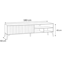طاولة تلفزيون خشبية بتصميم شرائحي بطول 180سم-لون ب...