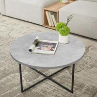 طاولة قهوة دوريڤينا مستديرة سطح خشب صلب لون رمادي...