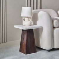 طاولة جانبية نافلورا مربعة بسطح من الرخام الأصلي ر...