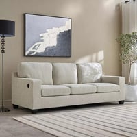 كنبة إيليت قماش 3 مقاعد مع منفذ يو إس بي لون كريمي...