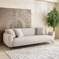 كنبة زارِيلا 3 مقاعد و 4 وسائد قماش لون كريمي بارج...