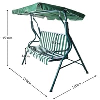 أرجوحة للحديقة بثلاثة مقاعد مع مظلة أولبيا - أخضر...