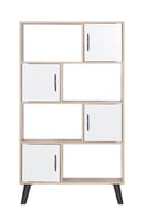 وحدة تخزين أدراج ورفوف خشب ماليزي - خشبي وأبيض