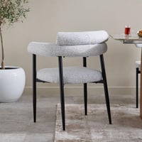 كرسي طاولة طعام قماش بوكلية رمادي فاتح بأرجل معدن...