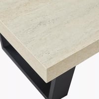 طاولة قهوة ميرزيلا سطح خشب هندسي لون كريمي بقاعدة...