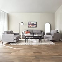 كنبة أورِيليا 3مقاعد قماش بوليستر لون رمادي بارجل...